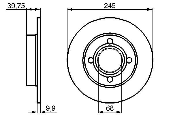 BOSCH Bremsensatz, Scheibenbremse ijf1413vr0 Hinterachse Voll 244mm 10mm für ALFA ROMEO LANCIA FIAT BRILLIANCE VW AUDI