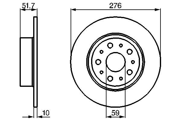 BOSCH Bremsensatz, Scheibenbremse ijf1414228 Hinterachse Voll 276mm 10mm für FORD FIAT LANCIA ALFA ROMEO