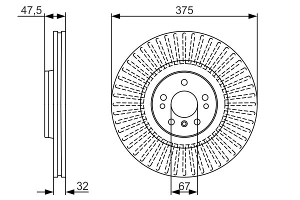 BOSCH Bremsensatz, Scheibenbremse ijzjsg7294 Vorderachse belüftet 375mm 32mm für MERCEDES-BENZ