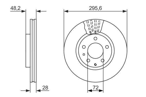 BOSCH Bremsensatz, Scheibenbremse ijzjsgnz55 Vorderachse belüftet 295mm 28mm für MAZDA