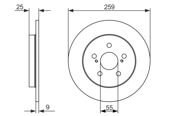 BOSCH Bremsensatz, Scheibenbremse ik3ebynju5 Hinterachse Voll 259mm 9mm für CARRARO PONTIAC TOYOTA SUBARU LEXUS