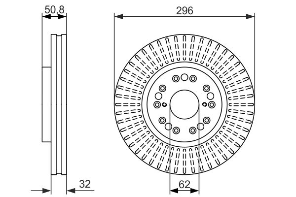 BOSCH Bremsensatz, Scheibenbremse sg000003ou Vorderachse belüftet 296mm 32mm für LEXUS TOYOTA