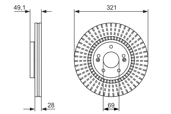 BOSCH Bremsensatz, Scheibenbremse sg0000083s Vorderachse belüftet 321mm 28mm für HYUNDAI