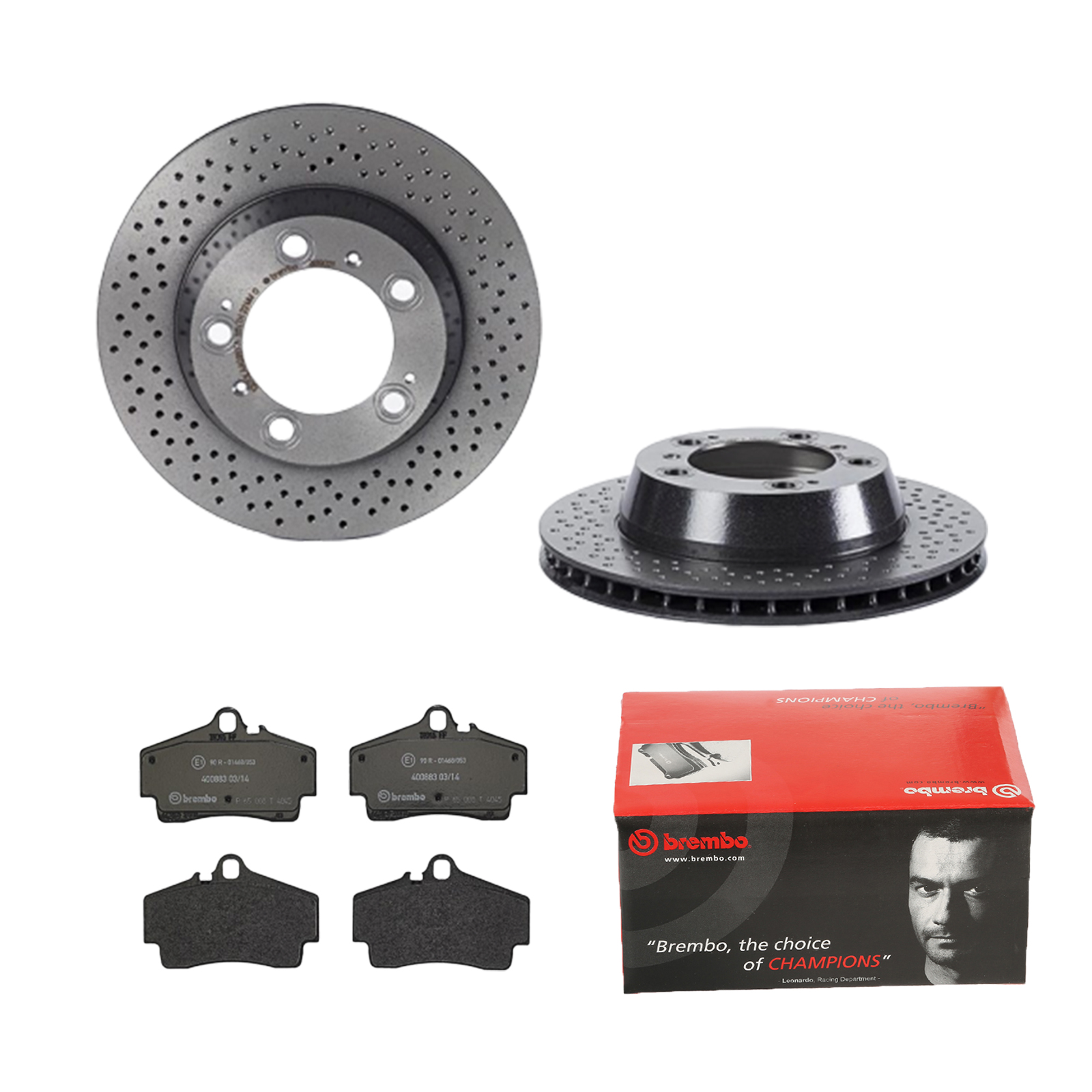 BREMBO Bremsensatz, Scheibenbremse ijdtidjuj4 Hinterachse Gelocht/innenbel. 299mm 24mm für PORSCHE