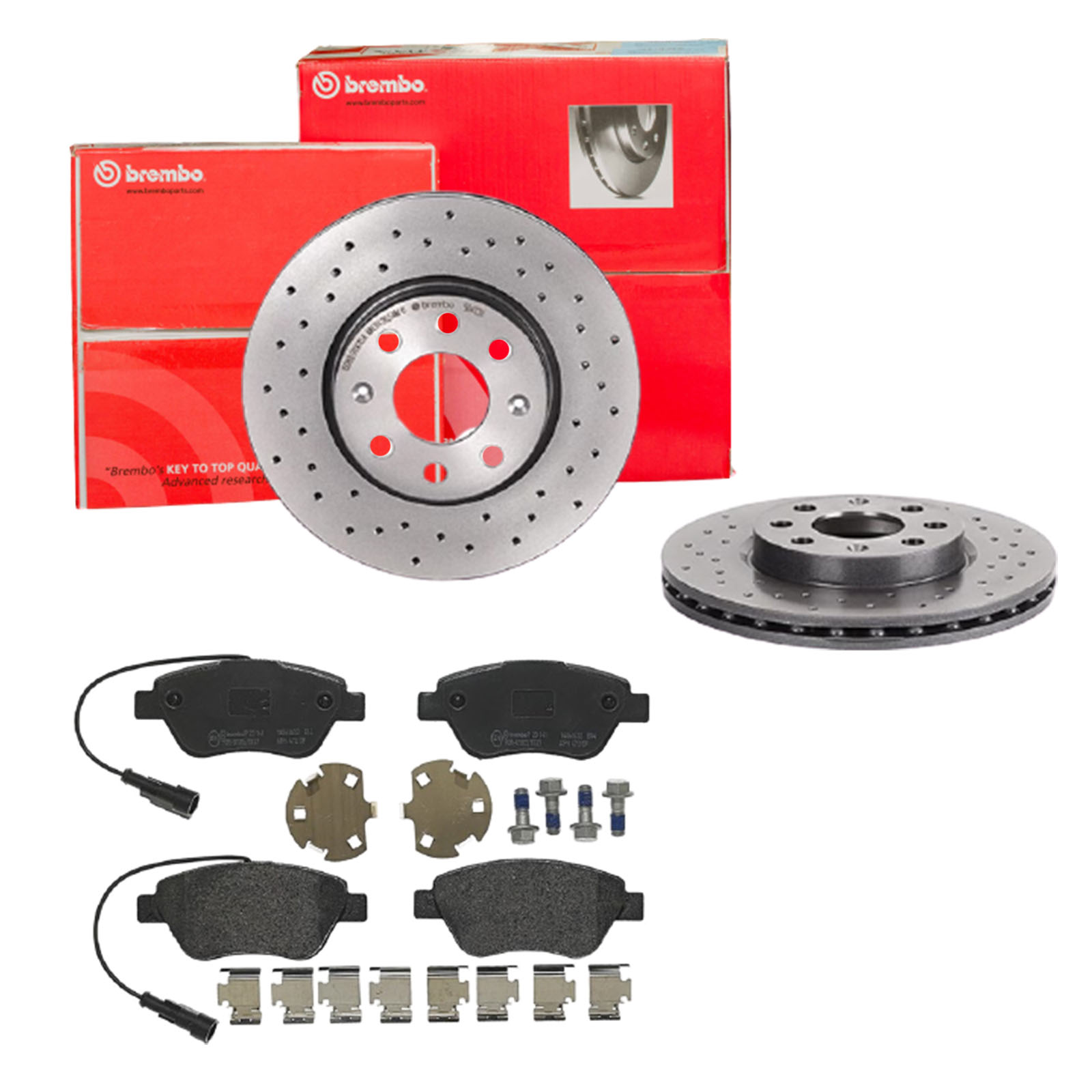 BREMBO Bremsensatz, Scheibenbremse sk8k0f7jd7 Vorderachse Gelocht/innenbel. 257mm 22mm für OPEL FIAT CITROËN PEUGEOT