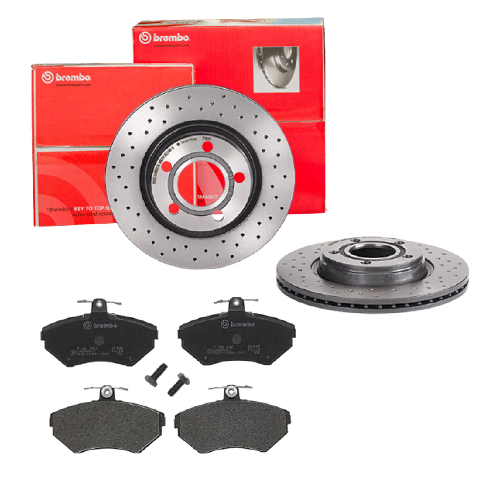 BREMBO Bremsensatz, Scheibenbremse sk8k0f6q91 Vorderachse Gelocht/innenbel. 280mm 22mm für VW SKODA AUDI