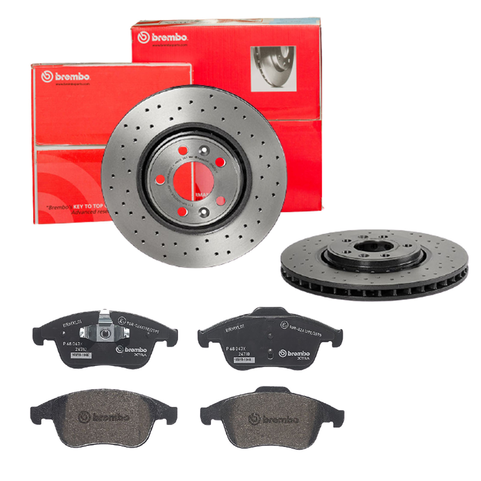 BREMBO Bremsensatz, Scheibenbremse sk8k0f67c2 Vorderachse Gelocht/innenbel. 320mm 28mm für RENAULT