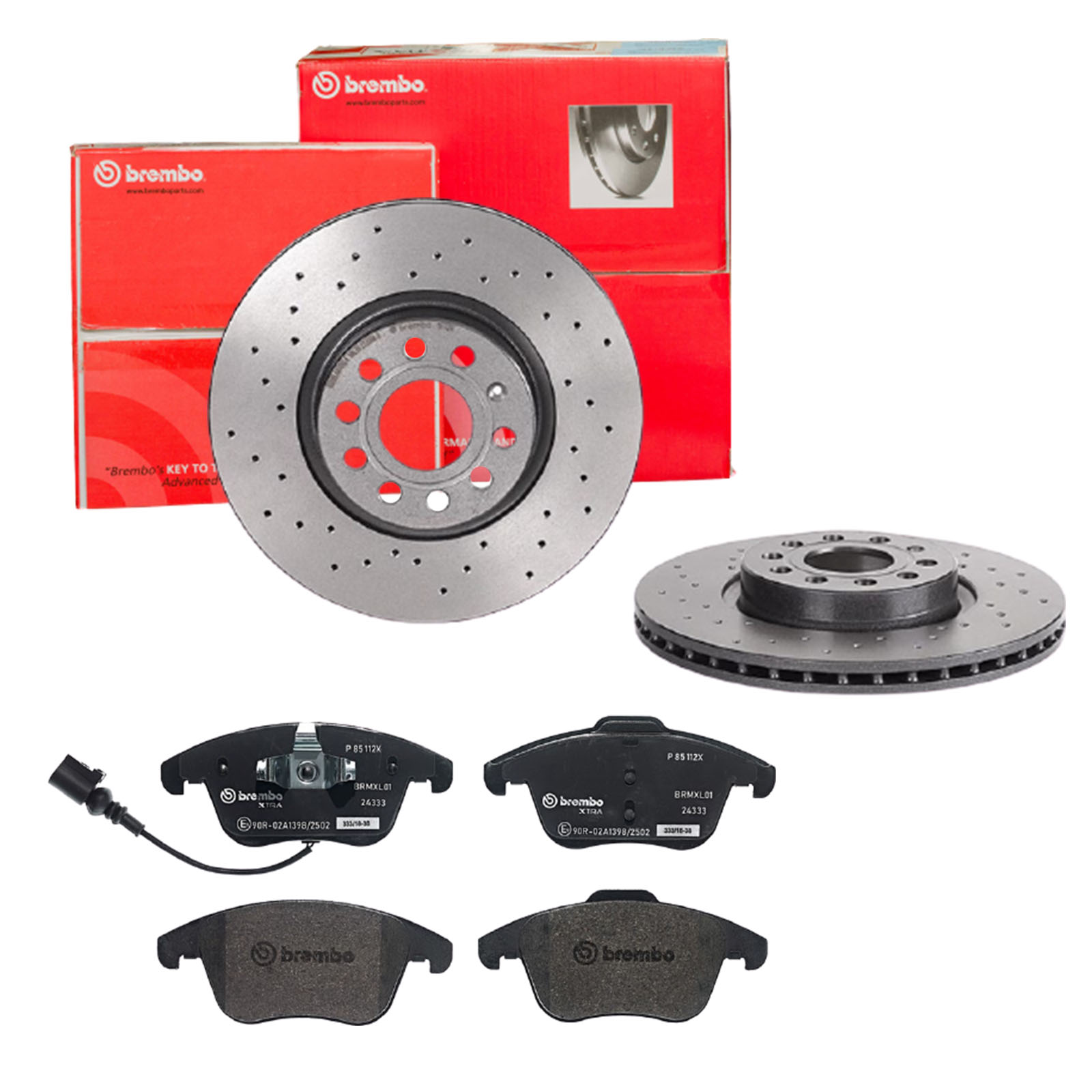 BREMBO Bremsensatz, Scheibenbremse sk8k0f5v80 Vorderachse Gelocht/innenbel. 312mm 25mm für VW SKODA AUDI SEAT VW (SVW) SKODA (SVW) AUDI (FAW) VW (FAW)
