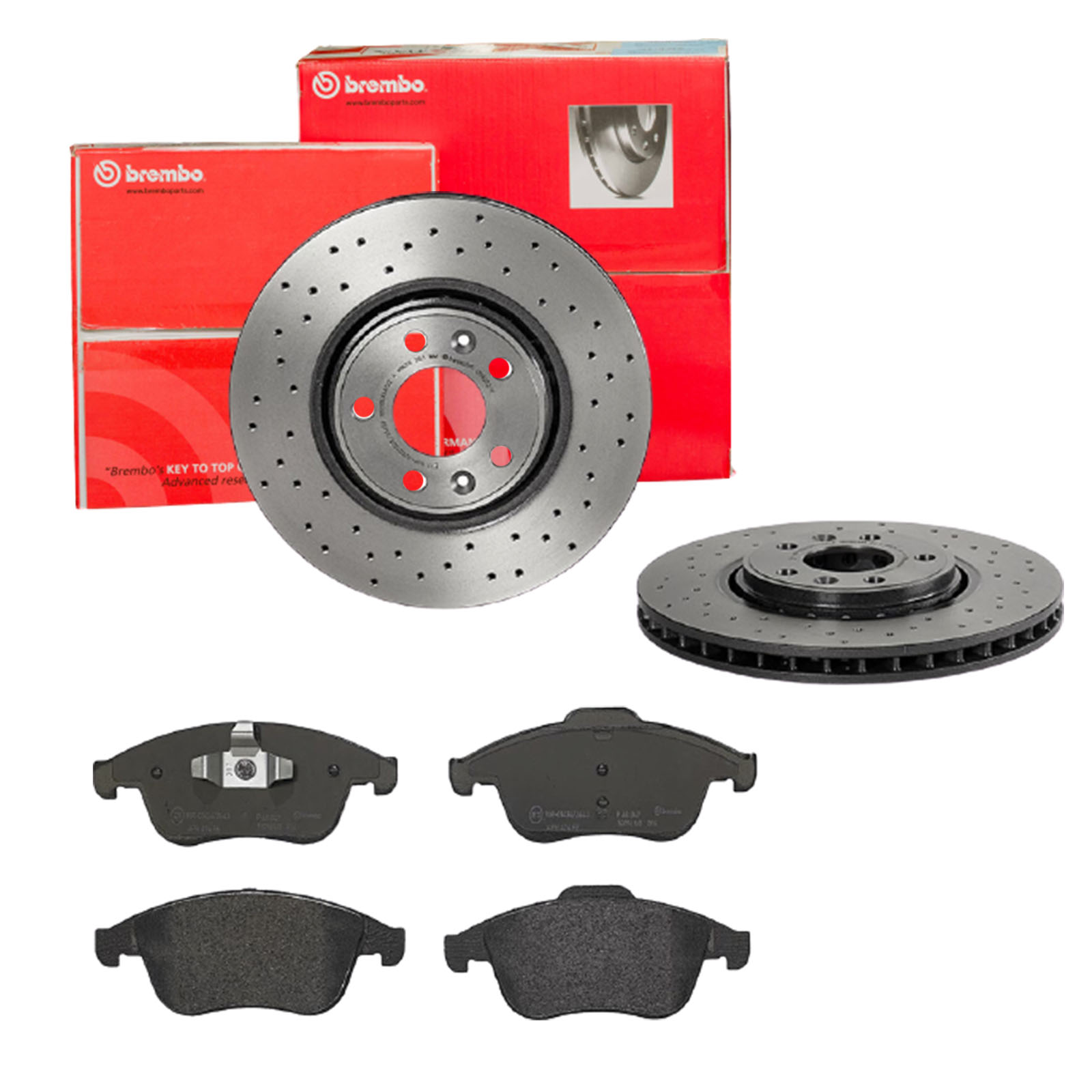 BREMBO Bremsensatz, Scheibenbremse sk8k0f4wq8 Vorderachse Gelocht/innenbel. 320mm 28mm für RENAULT