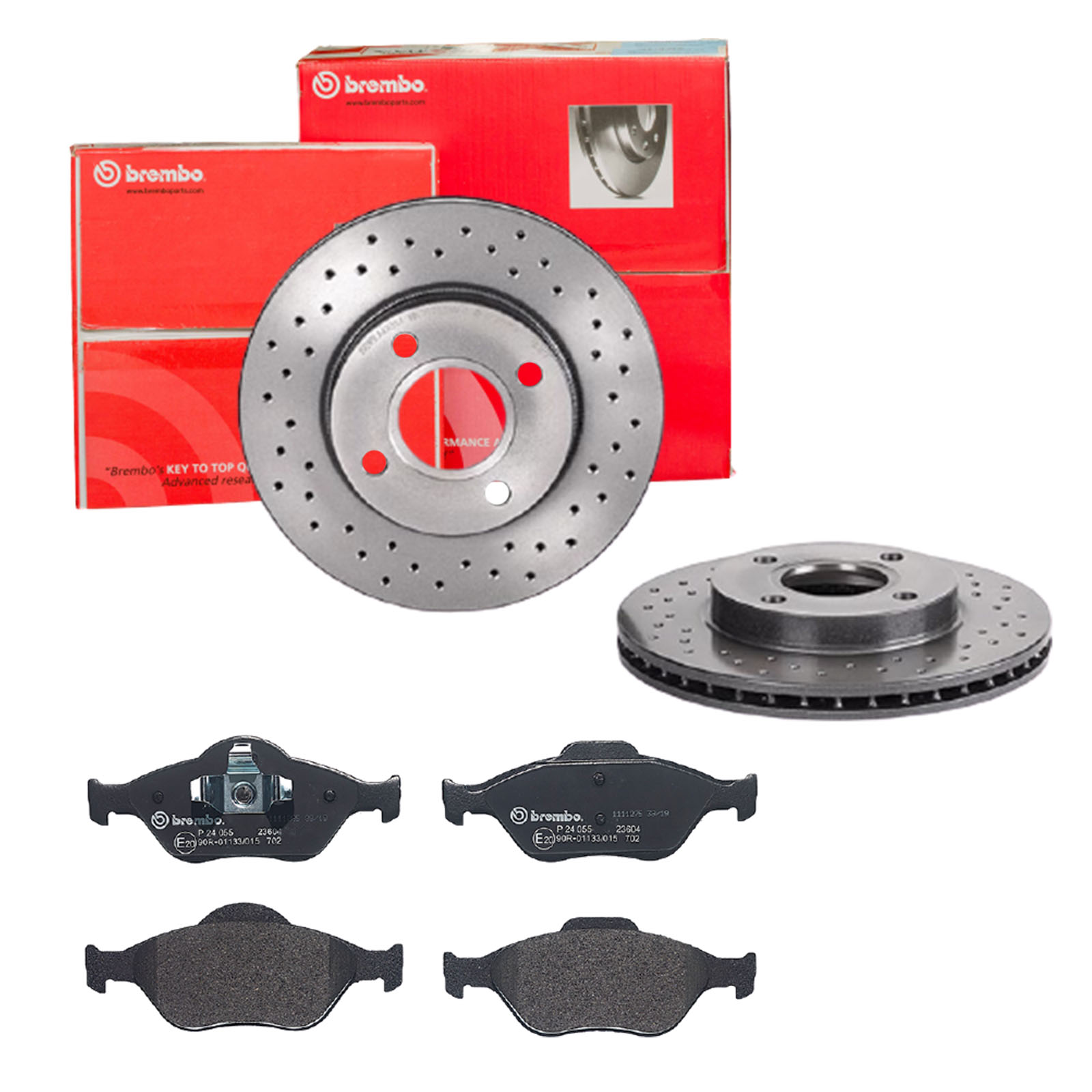 BREMBO Bremsensatz, Scheibenbremse sk8k0f3vh2 Vorderachse Gelocht/innenbel. 258mm 22mm für FORD MAZDA