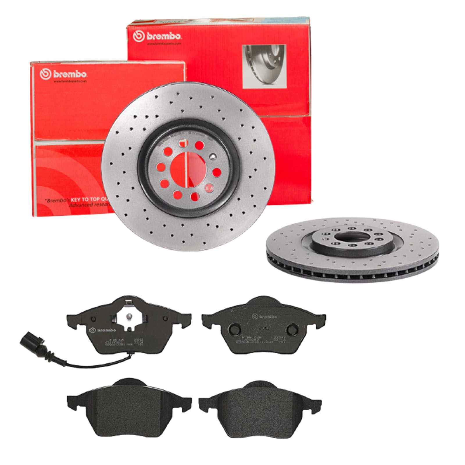 BREMBO Bremsensatz, Scheibenbremse sk8k0f3sg4 Vorderachse Gelocht/innenbel. 312mm 25mm für SKODA VW (FAW) AUDI SEAT VW