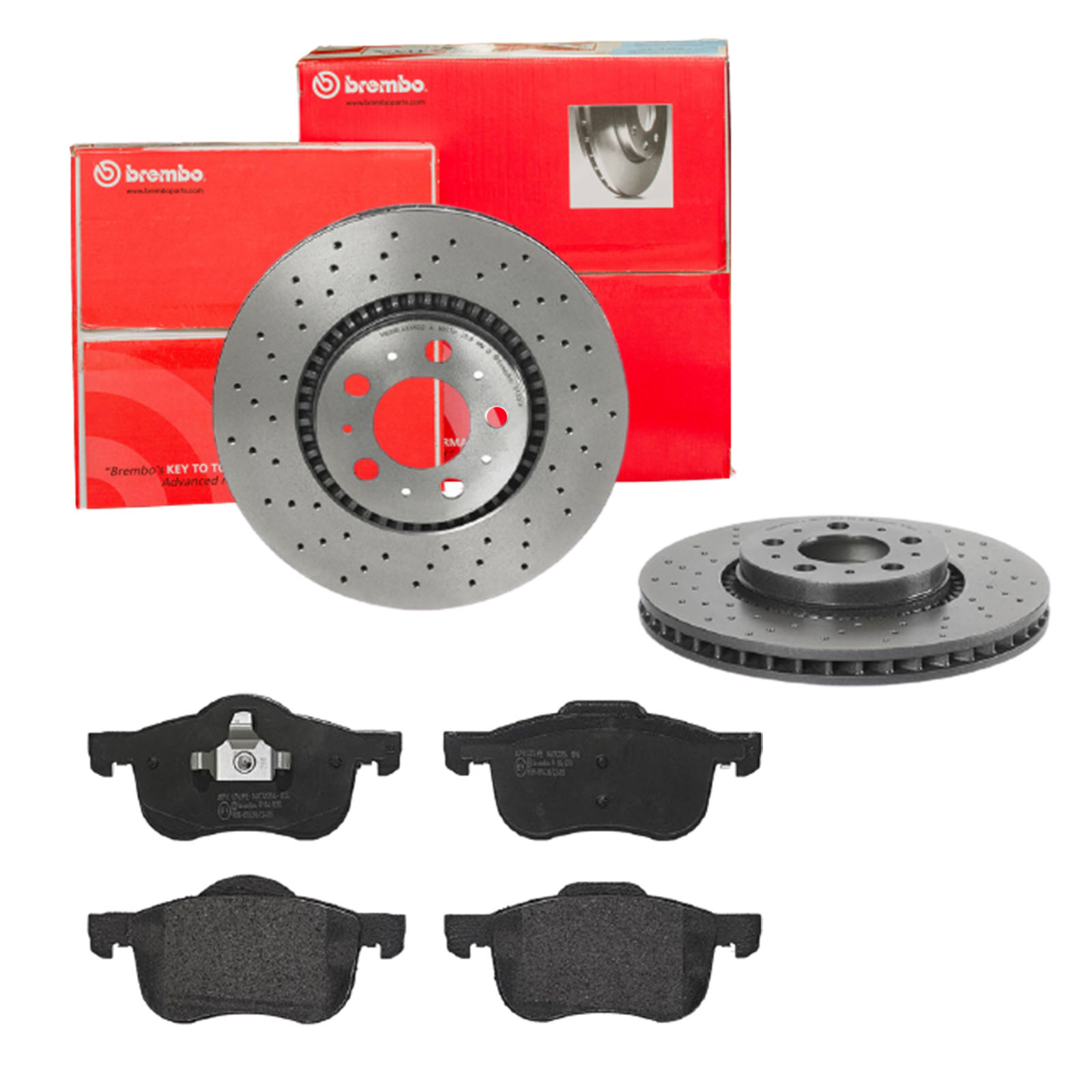 BREMBO Bremsensatz, Scheibenbremse sk8k0f3ew0 Vorderachse Gelocht/innenbel. 305mm 28mm für VOLVO