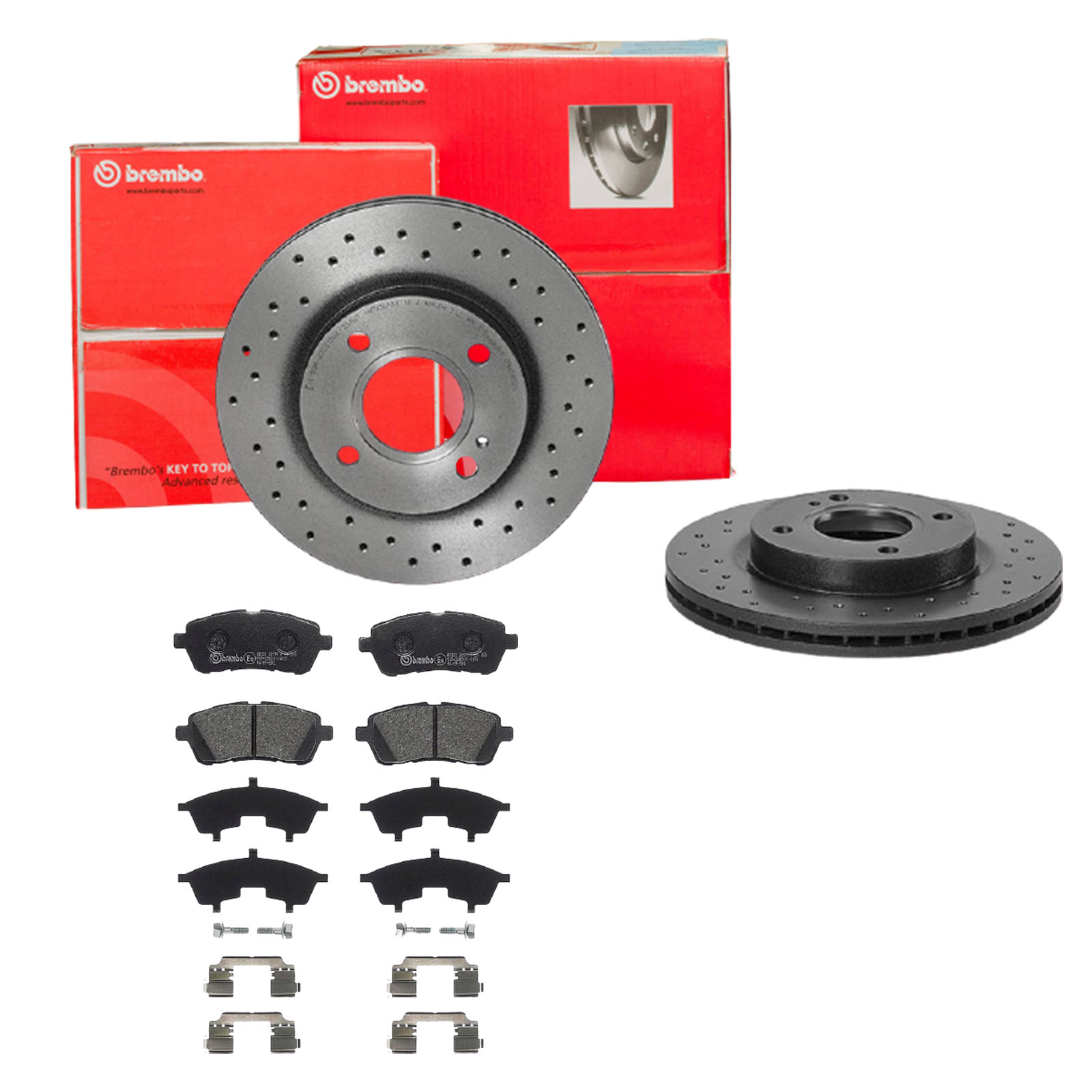 BREMBO Bremsensatz, Scheibenbremse sk8k0f3169 Vorderachse Gelocht/innenbel. 258mm 23mm für FORD