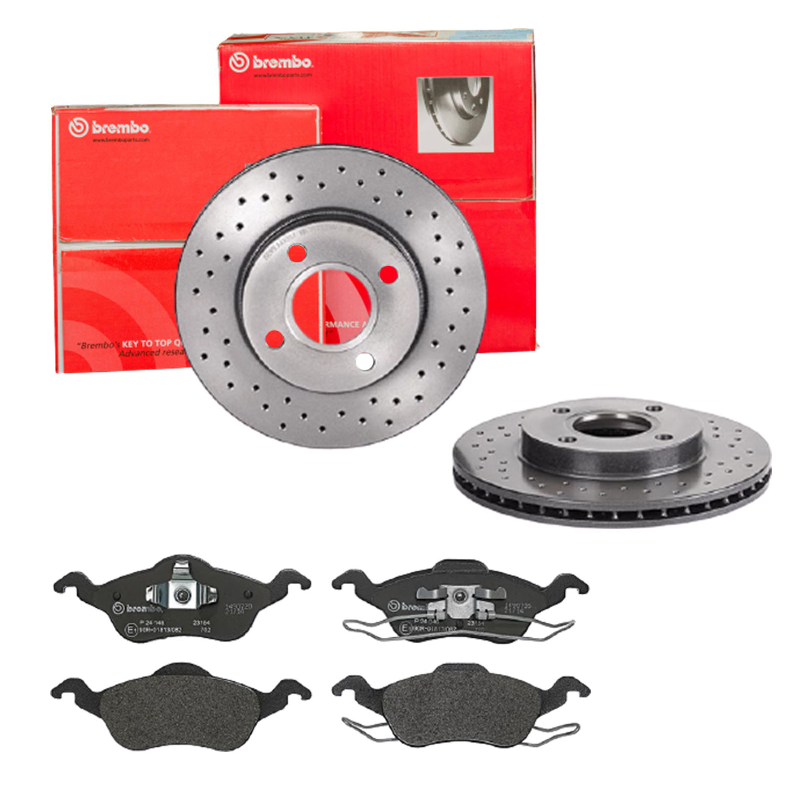 BREMBO Bremsensatz, Scheibenbremse sk8k0f2nw1 Vorderachse Gelocht/innenbel. 258mm 22mm für FORD MAZDA