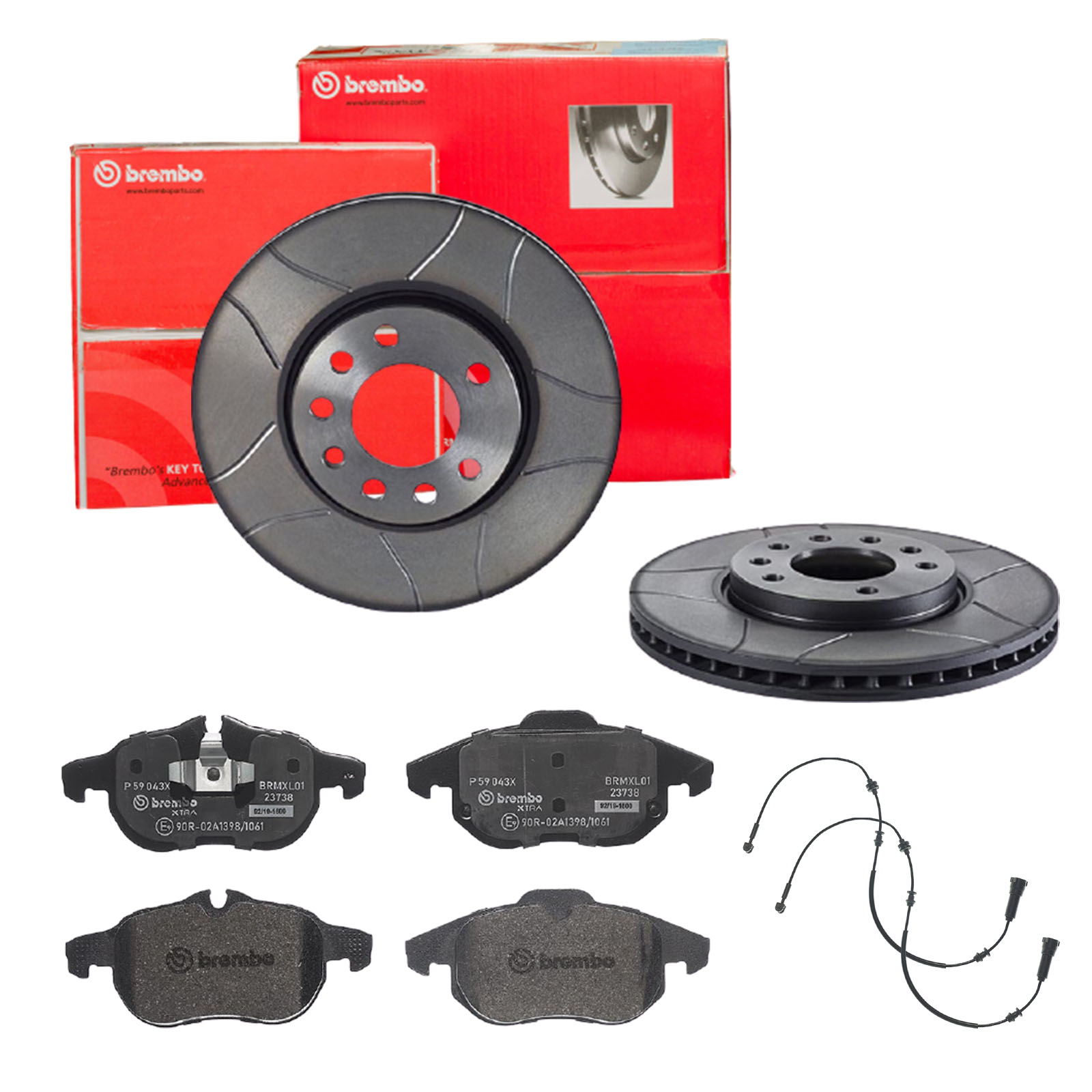 BREMBO Bremsensatz, Scheibenbremse sk8k0f1ri7 Vorderachse Geschlitzt 285mm 25mm für OPEL SAAB FIAT VAUXHALL CHEVROLET GENERAL MOTORS CADILLAC