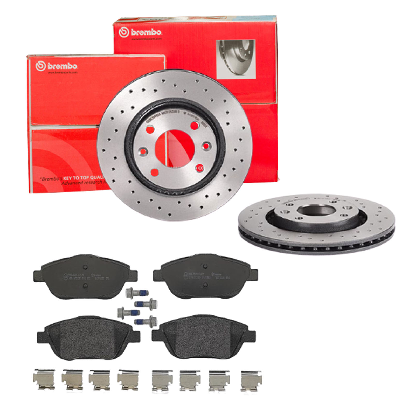 BREMBO Bremsensatz, Scheibenbremse sk8k0f1pr3 Vorderachse Gelocht/innenbel. 266mm 22mm für PEUGEOT CITROËN DS OPEL FENGSHEN CITROËN (DF-PSA)