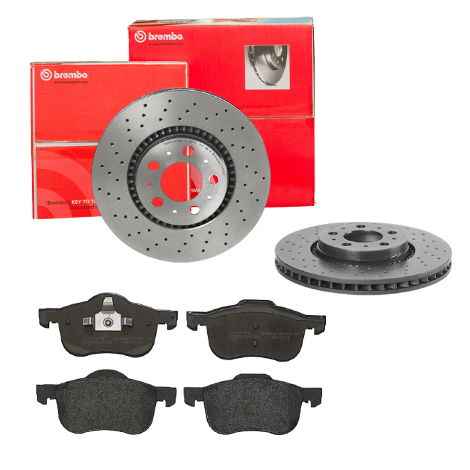 BREMBO Bremsensatz, Scheibenbremse sk8k0f03h1 Vorderachse Gelocht/innenbel. 305mm 28mm für VOLVO