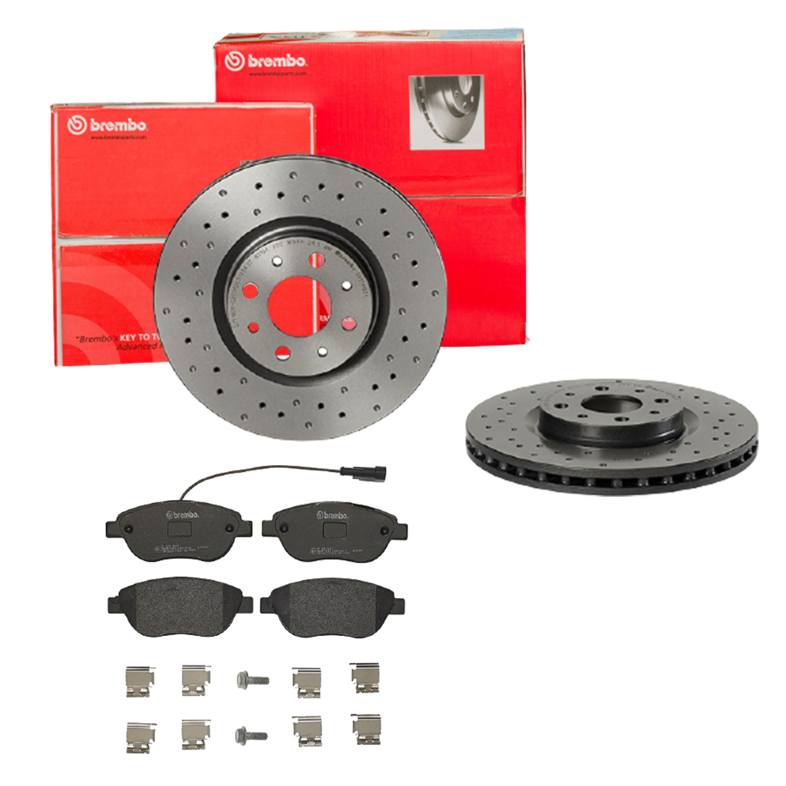 BREMBO Bremsensatz, Scheibenbremse sk8k0eztz9 Vorderachse Gelocht/innenbel. 281mm 26mm für PEUGEOT OPEL FIAT LANCIA ALFA ROMEO GENERAL MOTORS