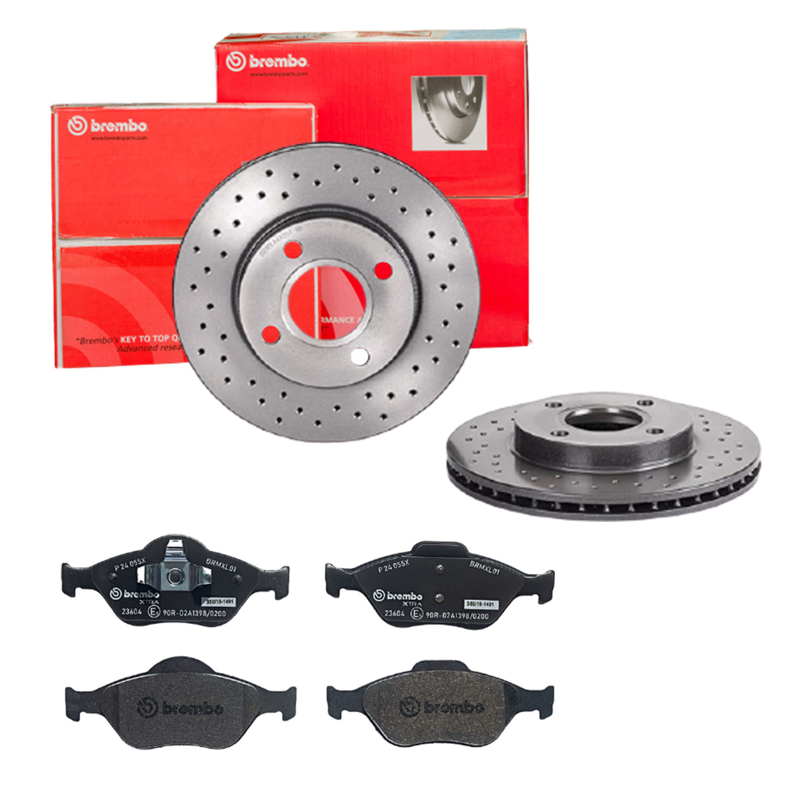 BREMBO Bremsensatz, Scheibenbremse sk8k0ezlj3 Vorderachse Gelocht/innenbel. 258mm 22mm für FORD MAZDA