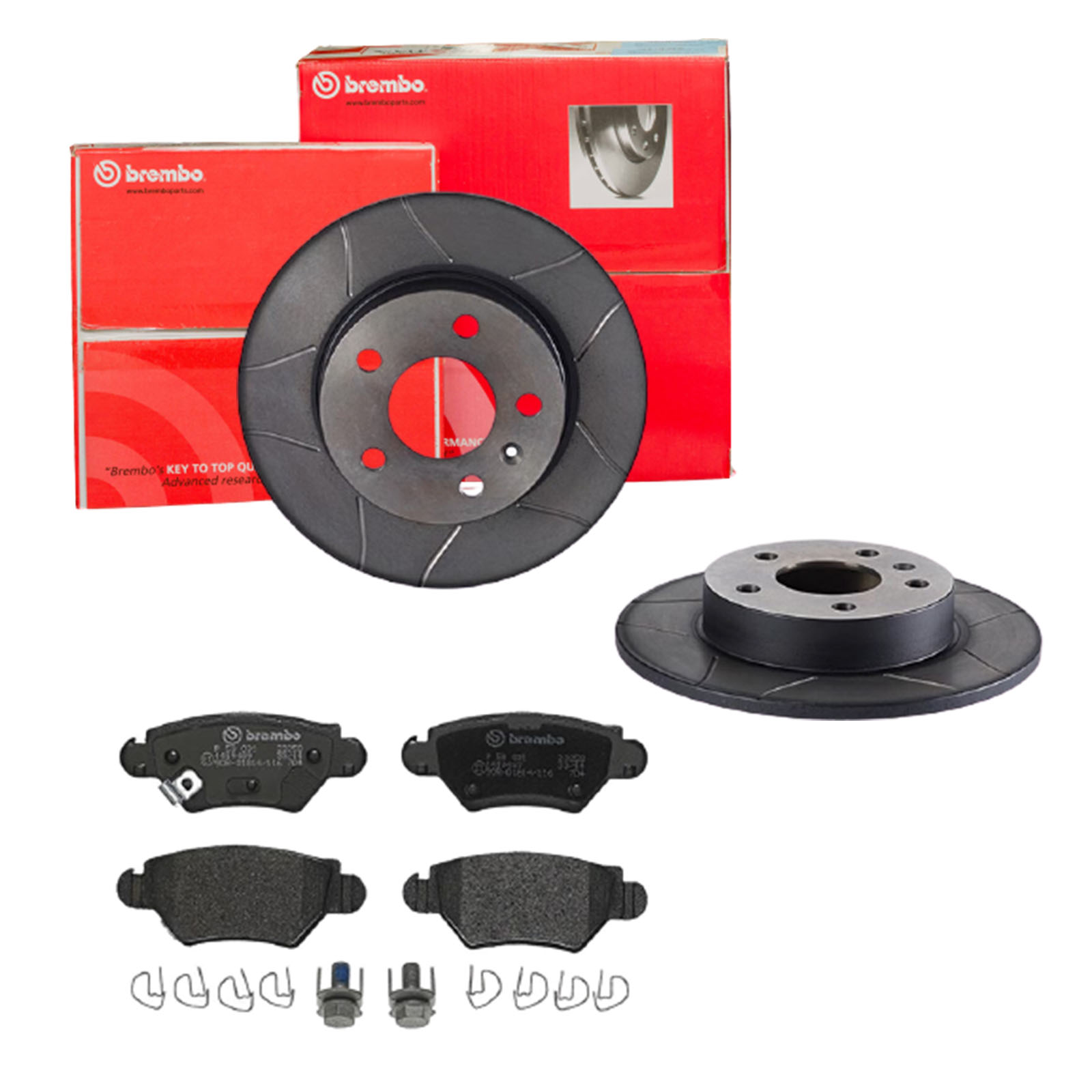BREMBO Bremsensatz, Scheibenbremse sk8k0f9933 Hinterachse Geschlitzt 264mm 10mm für OPEL GENERAL MOTORS VAUXHALL CHEVROLET
