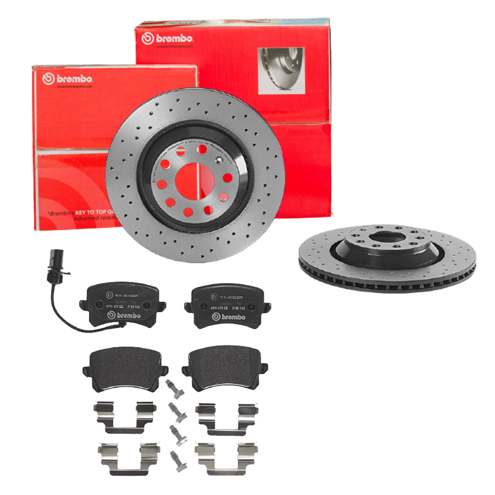 BREMBO Bremsensatz, Scheibenbremse sk8k0f98p7 Hinterachse Gelocht/innenbel. 310mm 22mm für SEAT AUDI VW (FAW) VW