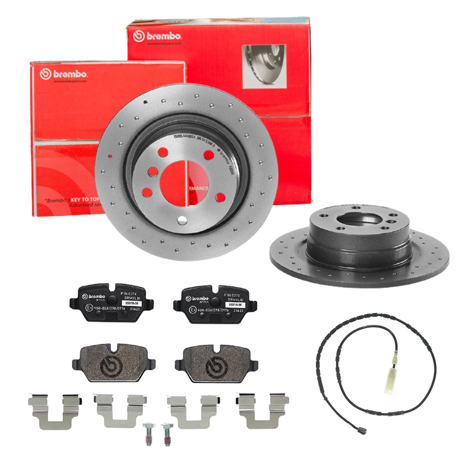 BREMBO Bremsensatz, Scheibenbremse sk8k0f93m5 Hinterachse Gelocht 296mm 10mm für BMW