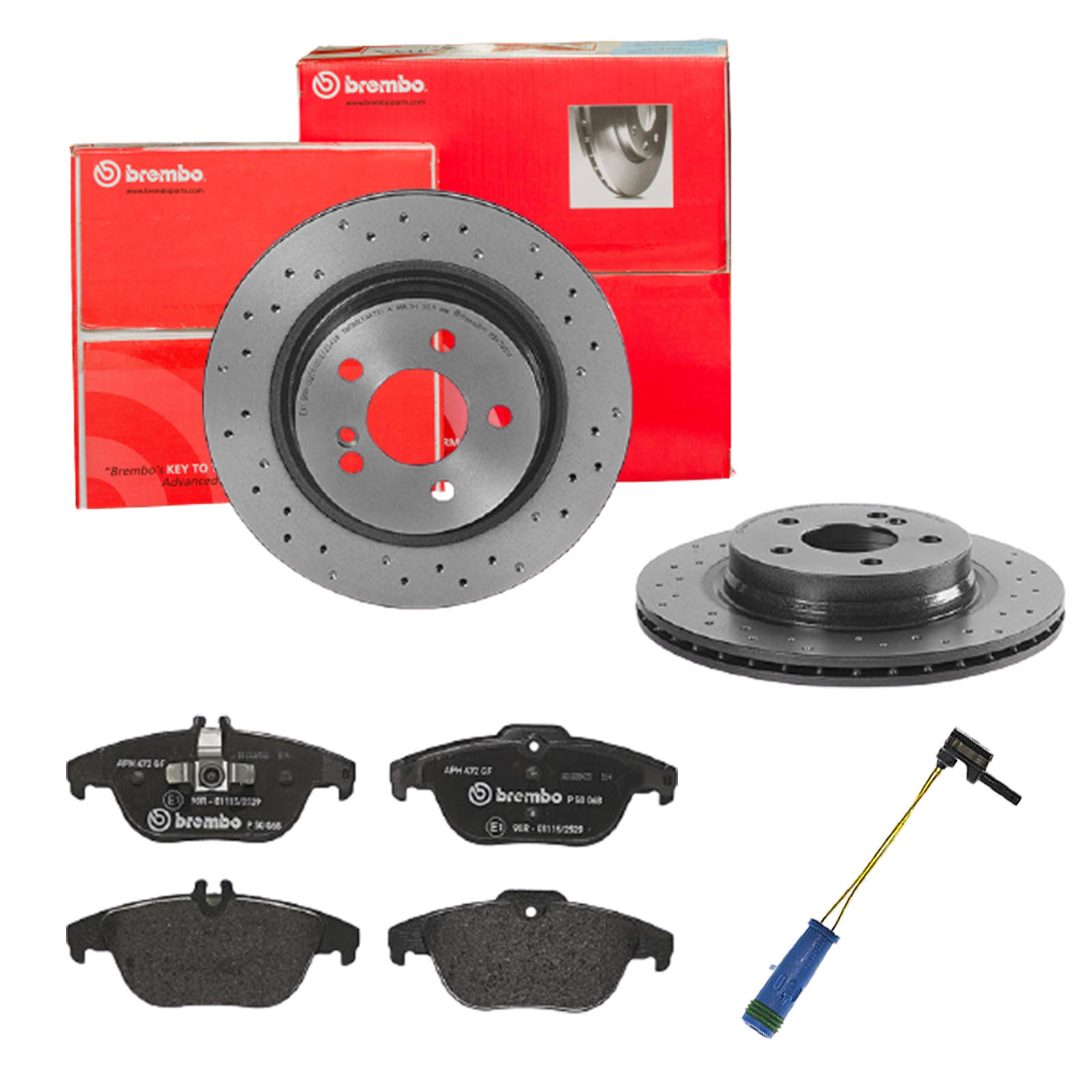 BREMBO Bremsensatz, Scheibenbremse sk8k0f8zt1 Hinterachse Gelocht/innenbel. 300mm 22mm für MERCEDES-BENZ