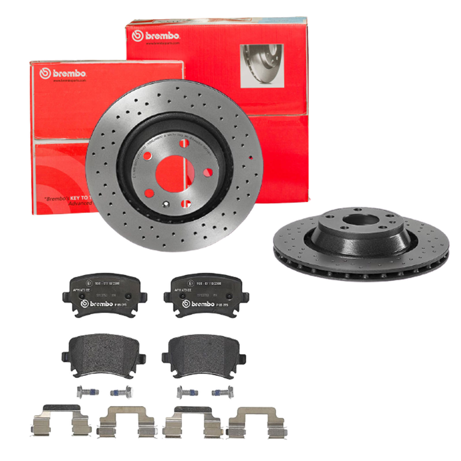 BREMBO Bremsensatz, Scheibenbremse sk8k0f8x85 Hinterachse Gelocht/innenbel. 310mm 22mm für AUDI SEAT VW SKODA