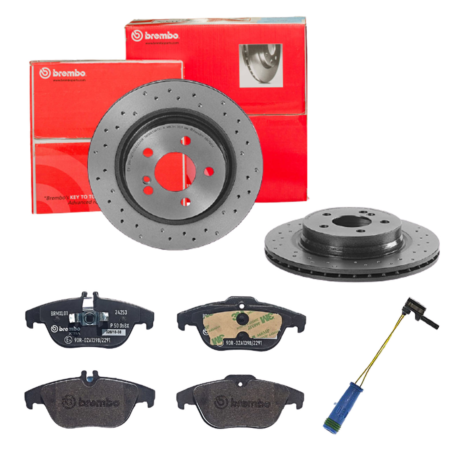 BREMBO Bremsensatz, Scheibenbremse sk8k0f8wt9 Hinterachse Gelocht/innenbel. 300mm 22mm für MERCEDES-BENZ