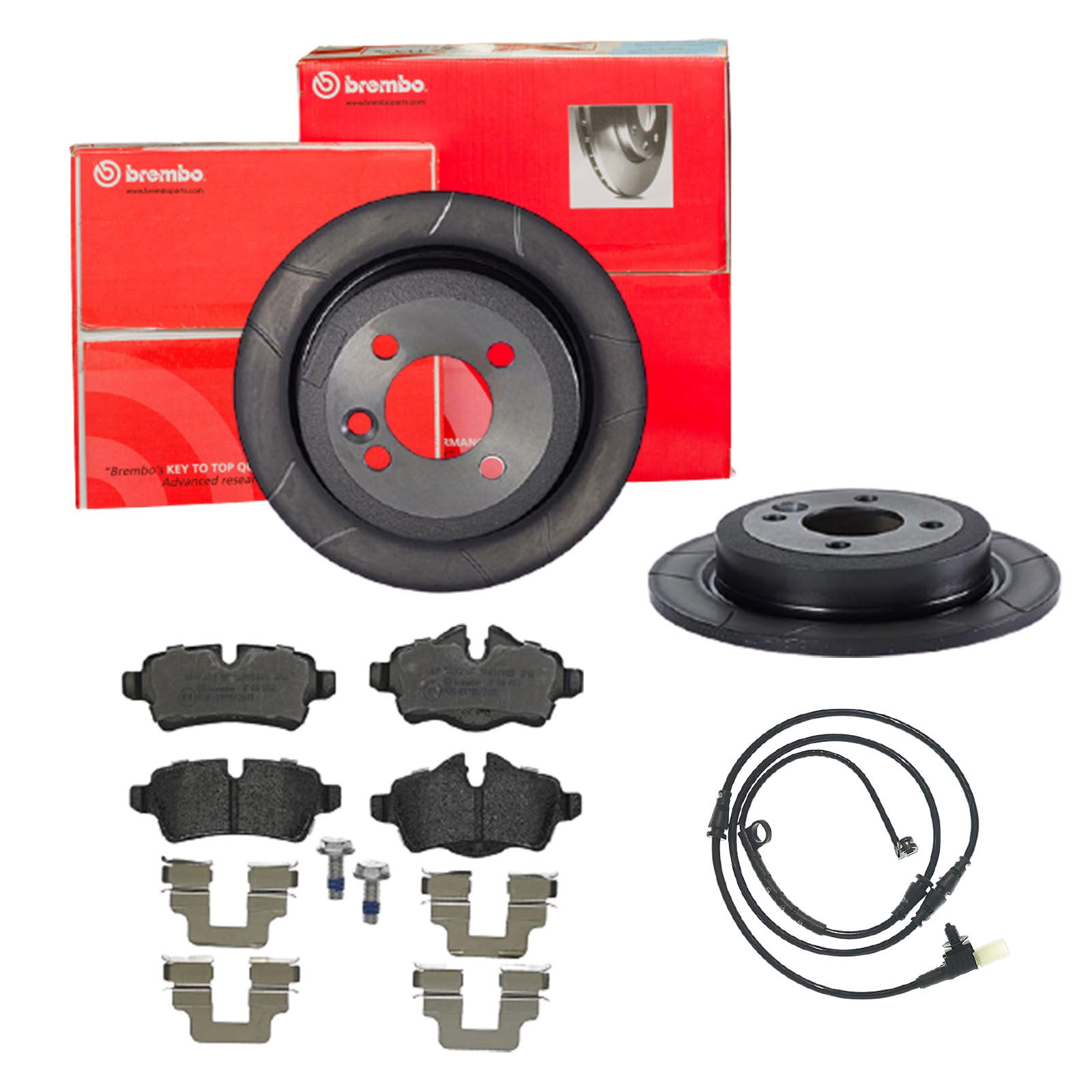 BREMBO Bremsensatz, Scheibenbremse sk8k0f8sy5 Hinterachse Geschlitzt 259mm 10mm für MINI