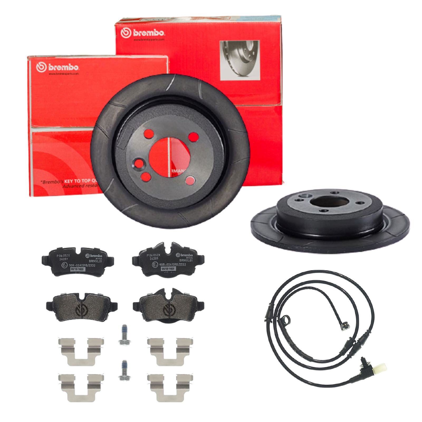 BREMBO Bremsensatz, Scheibenbremse sk8k0f8ah7 Hinterachse Geschlitzt 259mm 10mm für MINI