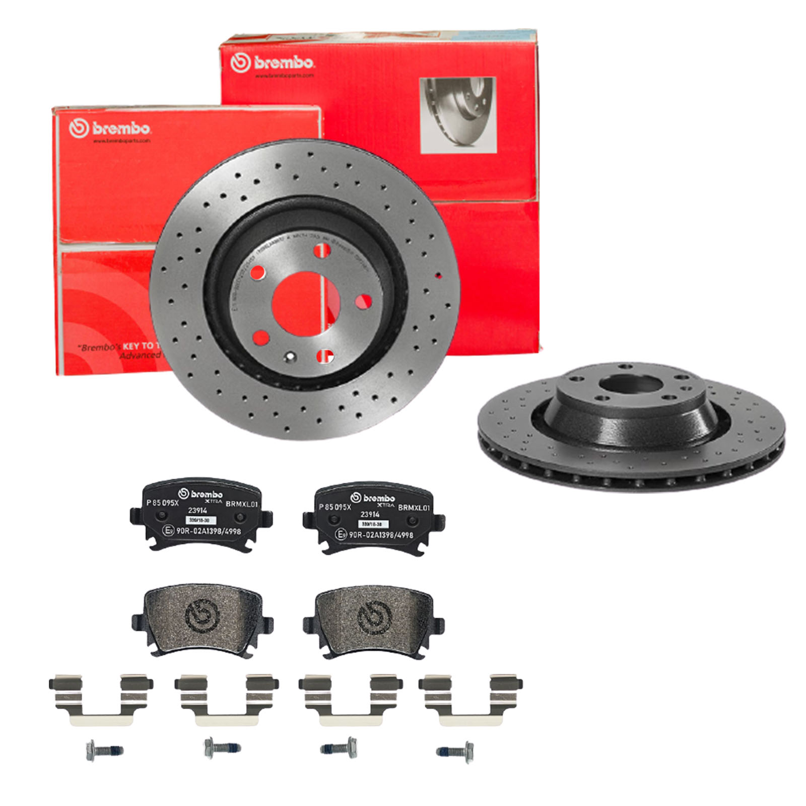 BREMBO Bremsensatz, Scheibenbremse sk8k0f84i1 Hinterachse Gelocht/innenbel. 310mm 22mm für SEAT VW AUDI