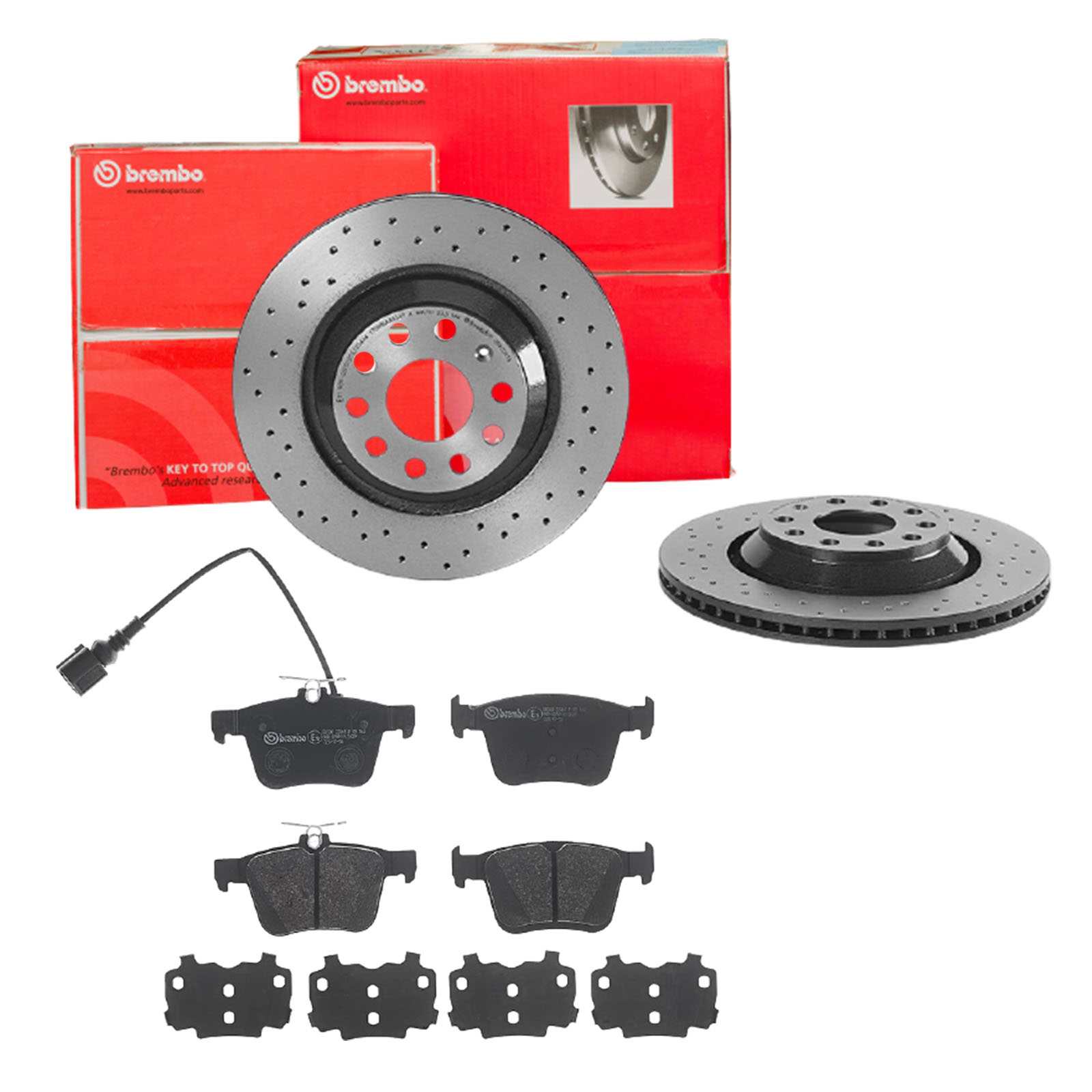 BREMBO Bremsensatz, Scheibenbremse sk8k0f7up3 Hinterachse Gelocht/innenbel. 310mm 22mm für VW SEAT VW (FAW) AUDI