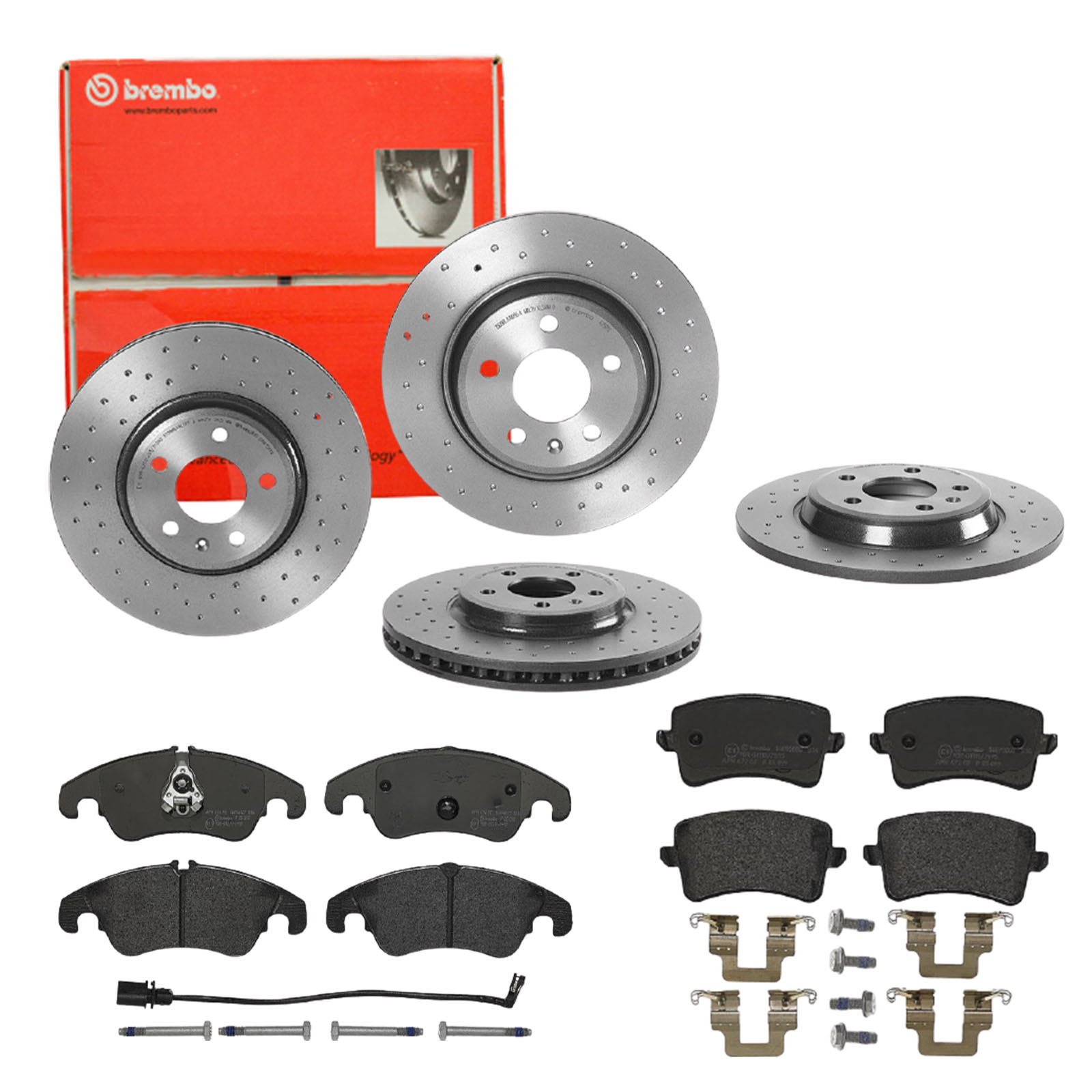 BREMBO Bremsensatz, Scheibenbremse sg00000e4k Hinterachse Gelocht/innenbel. 320mm 12mm für AUDI (FAW) AUDI SEAT SKODA VW VW (FAW)