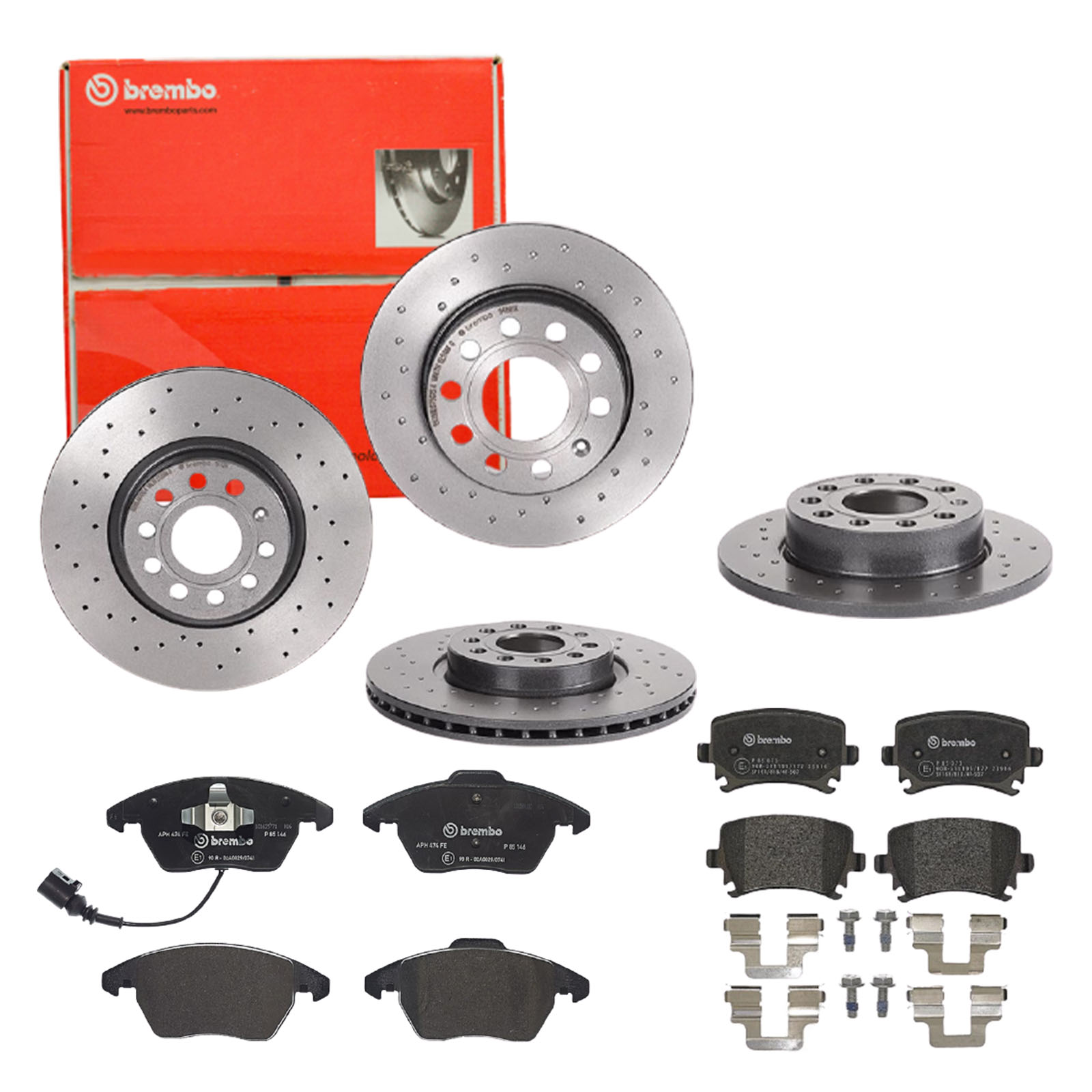 BREMBO Bremsensatz, Scheibenbremse sg00000e81 Hinterachse Gelocht 256mm 25mm für VW SEAT SKODA VW (FAW) VW (SVW) AUDI (FAW) AUDI SKODA (SVW)