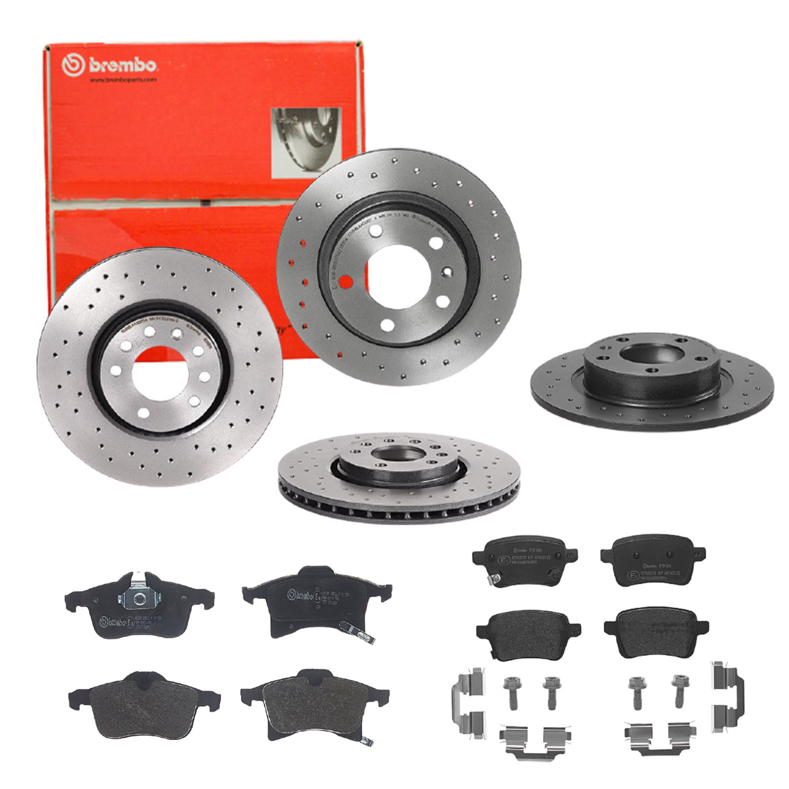 BREMBO Bremsensatz, Scheibenbremse sg00000ecs Hinterachse Gelocht 308mm 10mm für OPEL VAUXHALL SAAB