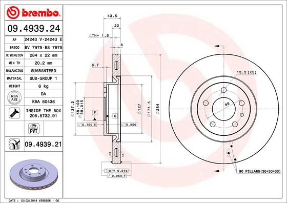 BREMBO Bremsensatz, Scheibenbremse ijdtidhw16 Vorderachse Innenbelüftet 284mm 22mm für OPEL ABARTH ALFA ROMEO FIAT VAUXHALL