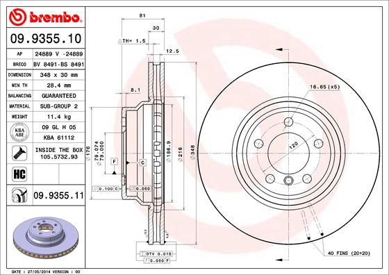 BREMBO Bremsensatz, Scheibenbremse ijf141iat8 Vorderachse Innenbelüftet 348mm 30mm für BMW