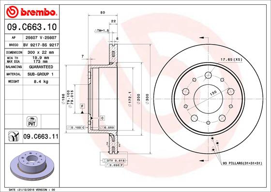 BREMBO Bremsensatz, Scheibenbremse ijg5y0urr5 Hinterachse Innenbelüftet 300mm 22mm für FIAT ALFA ROMEO CITROËN PEUGEOT RAM