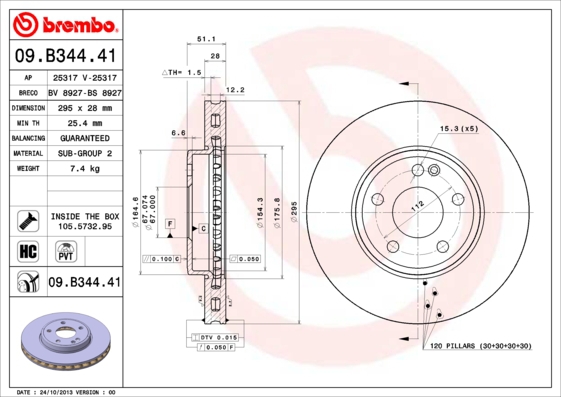 BREMBO ijzjsgfwm5 Vorderachse Innenbelüftet 295mm 28mm für MERCEDES-BENZ INFINITI