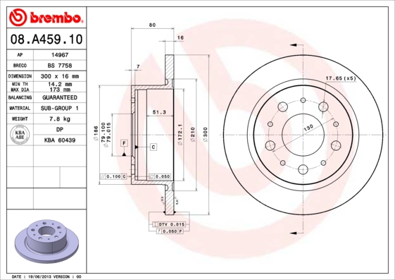 BREMBO Bremsensatz, Scheibenbremse ik3ebyfkx7 Hinterachse Voll 300mm 16mm für PEUGEOT CITROËN FIAT
