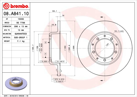 BREMBO Bremsensatz, Scheibenbremse ik3ebylfq5 Hinterachse Voll 298mm 14mm für LAND ROVER