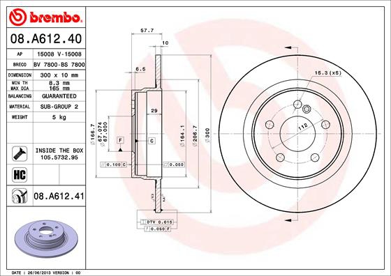 BREMBO Bremsensatz, Scheibenbremse ik3ebylgi5 Hinterachse Voll 300mm 10mm für MERCEDES-BENZ
