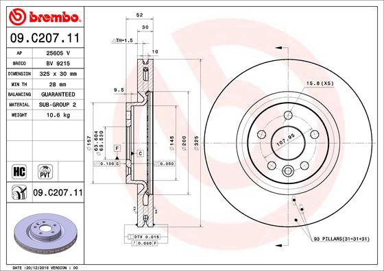 BREMBO Bremsensatz, Scheibenbremse ik3ebym2a4 Vorderachse Innenbelüftet 325mm 30mm für LAND ROVER JAGUAR