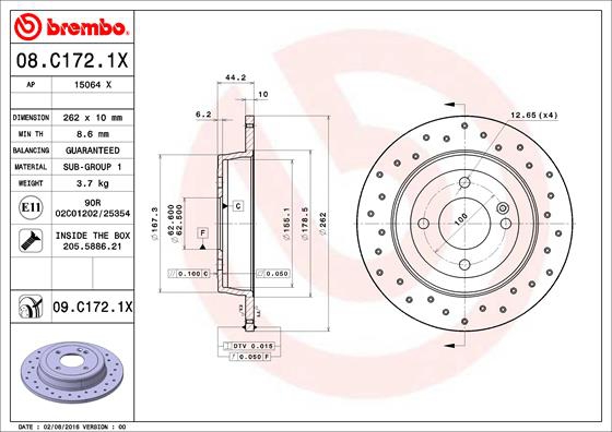 BREMBO Bremsensatz, Scheibenbremse sg00000cl1 Hinterachse Voll 262mm 10mm für GEELY KIA (DYK) HYUNDAI KIA HYUNDAI (BEIJING)