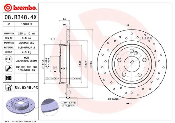 BREMBO Bremsensatz, Scheibenbremse sg00000cl4 Hinterachse Voll 295mm 10mm für MERCEDES-BENZ INFINITI