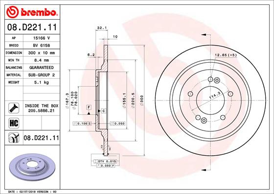 BREMBO Bremsensatz, Scheibenbremse sg00000clb Hinterachse Voll 300mm 10mm für HYUNDAI KIA
