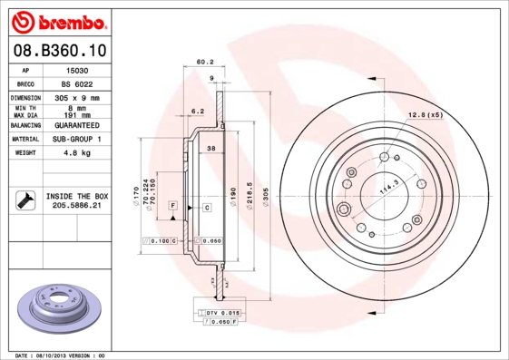 BREMBO Bremsensatz, Scheibenbremse sg00000efj Vorderachse Innenbelüftet 305mm 32mm für HONDA PROTON