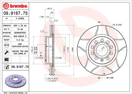 BREMBO Bremsensatz, Scheibenbremse sg00000efu Vorderachse Geschlitzt 253mm 10mm für PEUGEOT CITROËN FORD MG (SAIC) ROEWE (SAIC) FIAT ZHONGHUA (BRILLIA