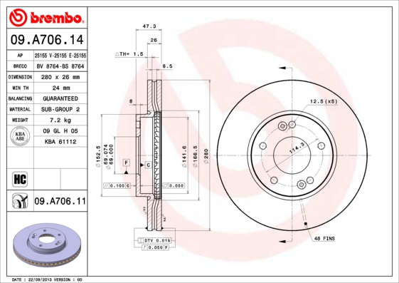 BREMBO Bremsensatz, Scheibenbremse sg00000eh4 Vorderachse Innenbelüftet 280mm 10mm für KIA HYUNDAI KIA (DYK) HYUNDAI (BEIJING)